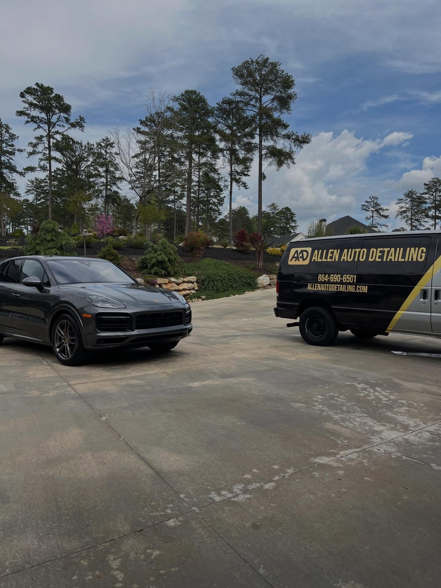 Allen Auto Detailing mobile service van and detailed vehicle in Greenville, South Carolina