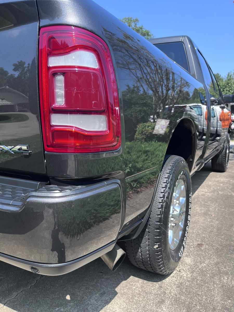 Truck wheel and tire after a detail